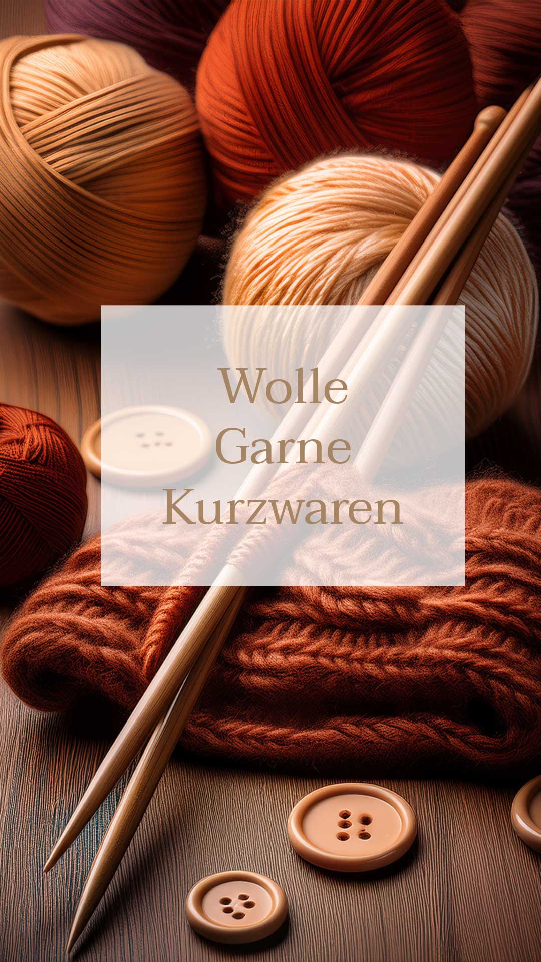 Wollknaeuel, Knoepfe, Stricknadeln (mit KI generiert)